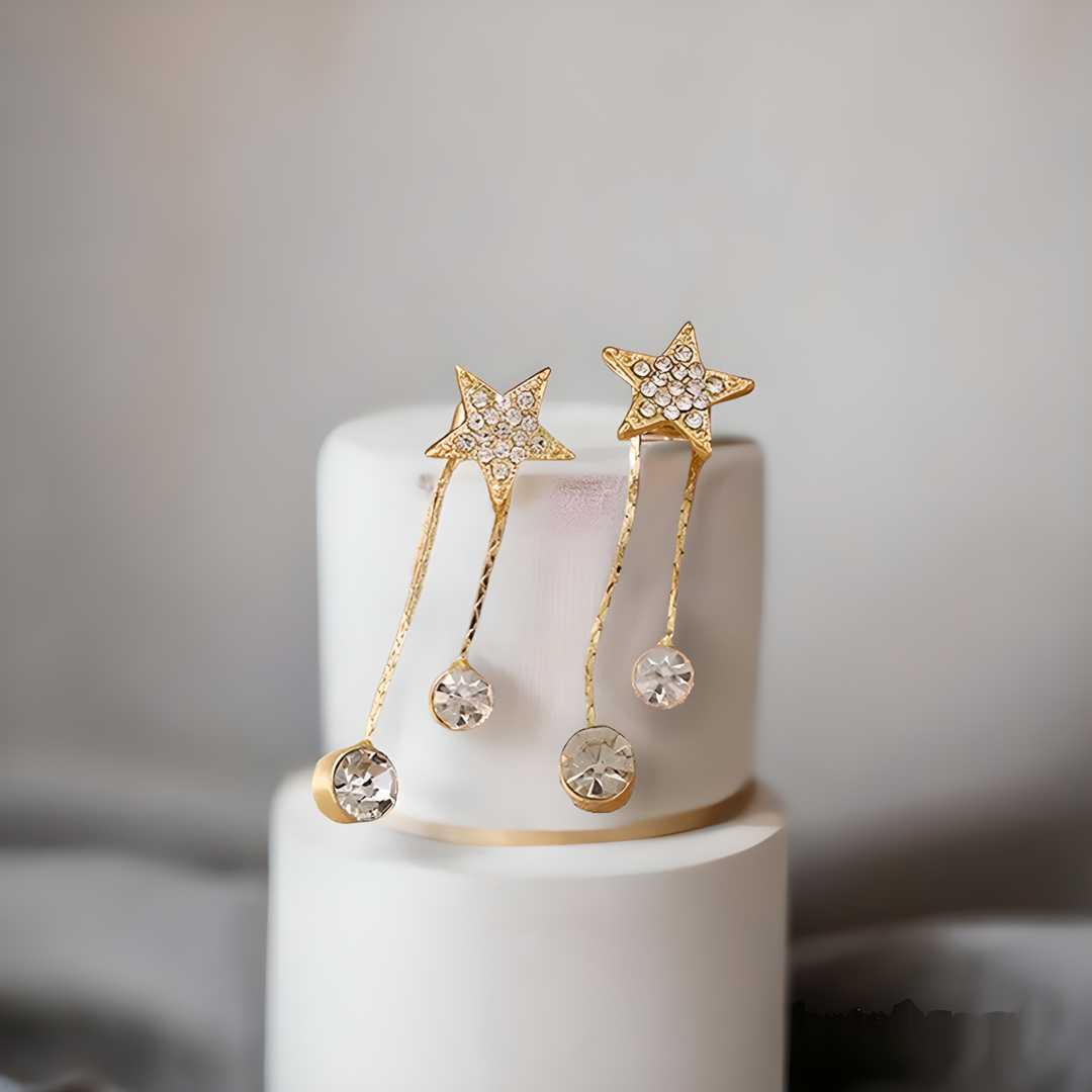 Gold Plated Korean Shining Star Stud Earrings