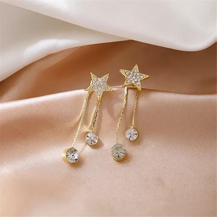 Gold Plated Korean Shining Star Stud Earrings