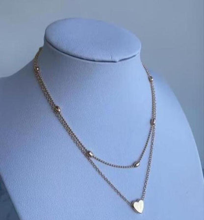 Charming Gold Plated Double Layered Heart Pendant Necklace