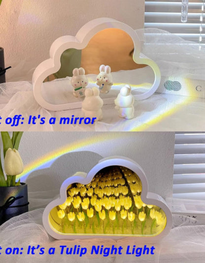 Night Light Cloud Mirror Tulip Night Lamp Decoration Table Light